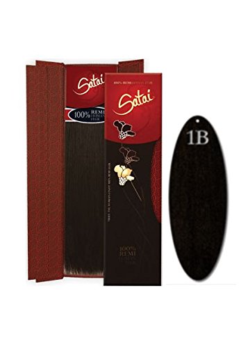 Human Hair Weave - 100% Remi Yaki 14" - #1B Black - Size: 14"