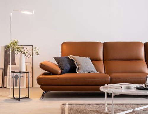 Image of Fabrique Emerald Leatherette 4 Seater with Puffy Moden Design Brown Sofa Set with Moveable Armrest | Comfortable Furniture for Home Office & Living Room | Easy to Move with Stainless Steel Legs