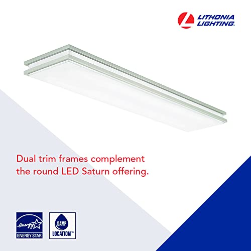 Image of Lithonia Lighting Saturn 4 Foot LED Kitchen Light Fixture, Linear Flush Mount Ceiling Light, 4000K Cool White, 3206 Lumens, 120 Volts, 39 Watts, Damp Listed, Brushed Nickel (FMFL 30840 SATL BN)