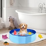 LWLWA Katzenpool, Faltbar Hundeplanschbecken, 50 x 10 cm Pool für Hunde, Blaue Oxford-Gewebe Planschbecken für Katzen, mit Wasserspielzeug, für Kleine Hunde und Katzen zum Baden und Planschen