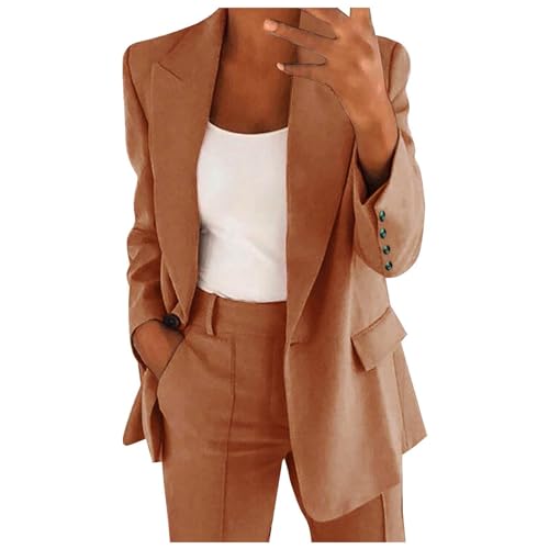 Generisch Hoodie Jacke Damen Damen Elegant Sportlich Taillierte Jacke Anzugjacke Business Oversize Elegant Frühling Dünn Übergangsjacke Kurzblazer Mantel Dunkelblau (Coffee S)