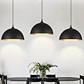3 Pack Black Pendant Lights for Kitchen Island 12" Modern Pendant Lighting Fixtures Farmhouse Vintage Hanging Ceiling Light Fixture for Dining Room Foyer Hallway Bar Cafe Kitchen Sink Matte Dome