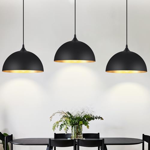 3 Pack Black Pendant Lights for Kitchen Island 11.8" Modern