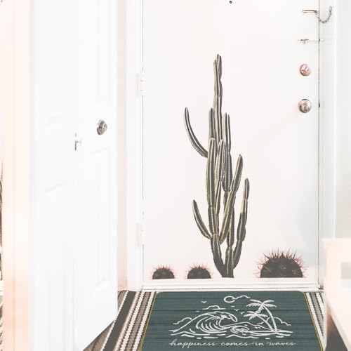 Mingnei Coastal Beach Welcome Doormat Door Mat for Home House Entrance, Happiness Comes in Waves Ocean Beach Floor Mats for Outdoor Outside Entryway Rug 30x17 Welcome Doormat Indoor - Image 6