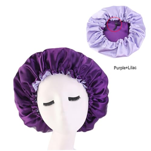 Bonnet en satin pour perte de cheveux et chimiothérapie violet