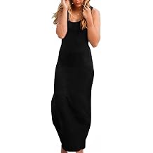 Roselux Women Sleeveless Scoop Neck Striped Maxi Sundresses Loose Racerback Long Dress
