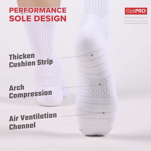 Compression Running Socks Men – Cushion Padded Anti-Blister, Moisture Wicking Cooling, Athletic Socks Crew, 3 Pairs3