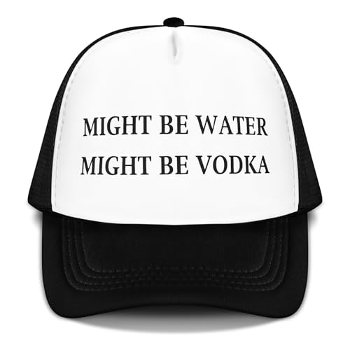 JaGely Funny Trucker Hat for Women Might Be Water Might Be Vodka Black