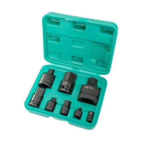 Kraft-Adapter Set 8tlg Vierkant 1/4" 3/8" 1/2" & 1 Zoll aus Q-30 Stahl mit Kraft-Vergrößerungsadapter WIESEMANN 1893 I Kraft-Adapter Aufsatz für Innen & Außen im Werkzeugkoffer I 80010