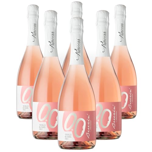 Breezin’ Espumoso Rosado Seco Sin Alcohol 0.0% – Sabor Dulce e Intenso, con Notas de Pera, Frutas Tropicales y Toques Florales – Ideal para Fiestas – 6 Botellas de 750 ml – ALTERNATIVA Made in Italy
