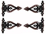 The Metal Magician Cerniere per porte in rame anticato, confezione da 4 cerniere per porte da fienile (13,2 x 10,7 cm), cerniere per cancelli in legno, resistenti, cerniere decorative, cerniere per