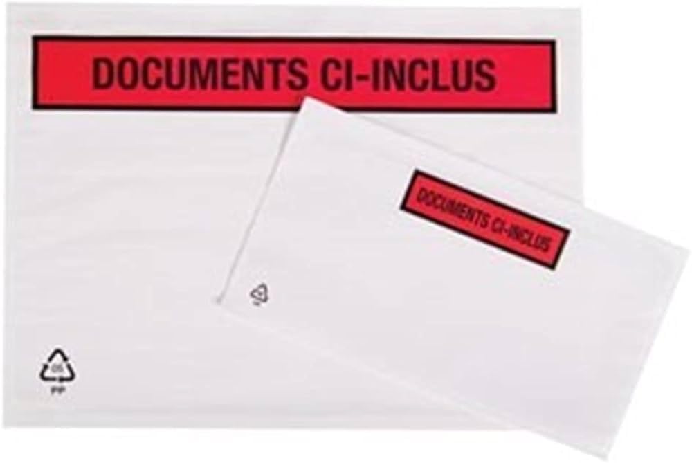 HARRY HARVEY Document Enclosed Wallets, 1000 Pack, 165mm x 122mm, Waterproof Self-Sealing Envelopes A6 Printed CI-INCLUS