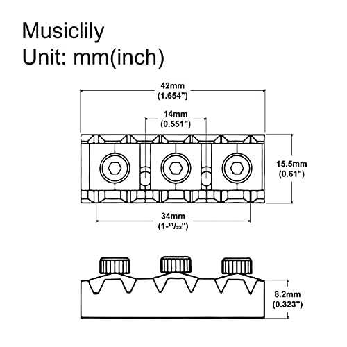 Musiclily Pro 42mm Steel Guitar R2 Locking Nut String Lock for Floyd Rose Tremolo Bridge Electric Guitar, Black - Image 2