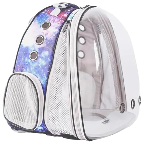 Galaxy Blue Cat Bubble Backpack, Front Extension Space Capsule Astronaut Clear Window Fit up to 20 Pounds Large Fat Cat, Vet Transport Carry Bookbag, Airline Approved Cover