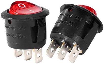 uxcell Red Lamp Backlit On/Off 3 Terminal SPST 2 Position I/O Mini Round Button Toggle Light Rocker Switch AC 250V/10A 125V/12A