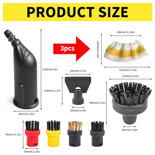 10 Stück für Kärcher Dampfreiniger Zubehör Easyfix SC1 SC2 SC3 SC4 SC5 Zubehör Rundbürstenset Düse Rundbürsten Bürste Dampfreiniger Ersatzteile