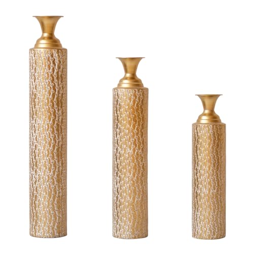 Holiday Decor Gift Set: 3-Piece Metal Vase Set for Christmas,