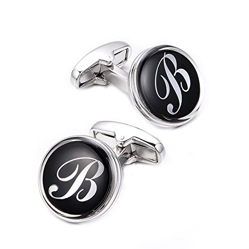 Merit Ocean Mens Letter Initial Cufflinks Alphabet Rhodium Plated Cuff Links Wedding Business A-Z #TOP5