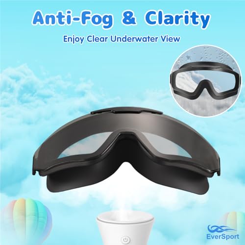 EverSport 2 Pack Kids Swim Goggles Frame Less Design Anti-fog UV Protection Clear Wide Vision No Leak, Water Pool Swimming Goggles for kids 6-14 8-14 8-12 Youth Children Boys Girls by EverSport - Image 4