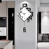 BATTERIEBETRIEB: Diese moderne batteriebetriebene Wanduhr wird mit 2 AA Batterien (nicht im Lieferumfang enthalten) betrieben. Eine für das Quarzwerk und die andere für das Pendel.