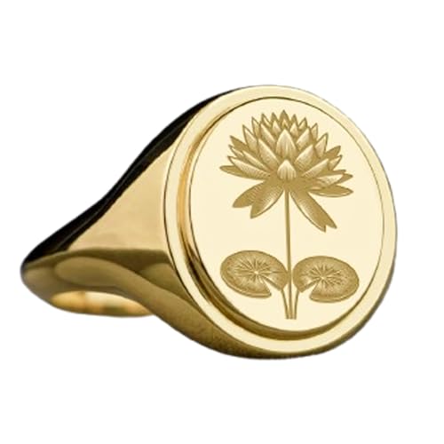 Bague lotus argent 925 | Ne verdit pas la peau | Chevalière ovale plaquée or