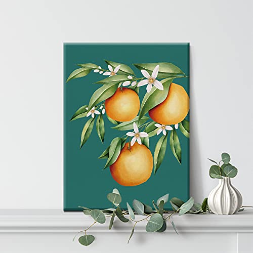 Orange Blossom Flower Canvas Painting Fruit Art Orange Prints For Home Wall Décor Kitchen Artwork Framed Gifts(12X15 Inch) #TOP4