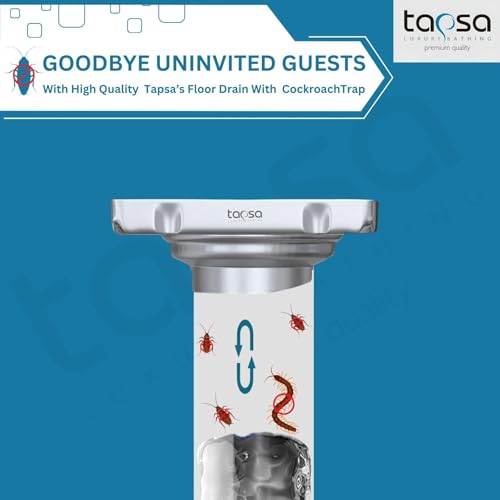 Image of Tapsa Tile Insert Floor Drain | 304 Stainless Steel | Invisible Shower Drain Channel | Shower Drain Channel | Water Drain Channel | with Cockroach Trap. (6X6, SS Matte Tile Insert Floor Drain 20 mm)