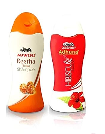 Aswini Adhuna Hibiscus Shampoo 175ml and Aswini Reetha Shampoo 100ml