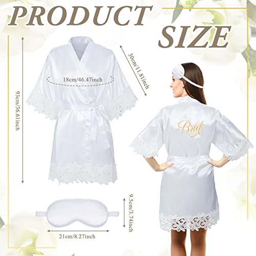 Handepo 5 Pcs Bridal Shower Robe Gifts Bride Gift Set with Sleeping Eye Mask Slippers for Wedding Party Bridesmaids(Bride)2