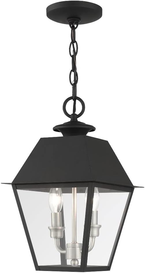 Livex Lighting 27217-04 Wentworth Collection 2 Light Outdoor Pendant Lantern, Black