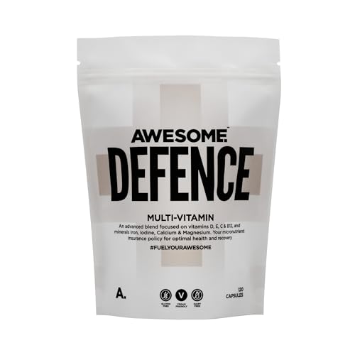 Awesome Health Defence - Vegan Multivitamin Tablets – Multi-Vitamin & Multinutrient Supplement – 120 Capsules – Vitamin D,C,E – Immune Support, Antioxidant Protection – Vegan Supplement