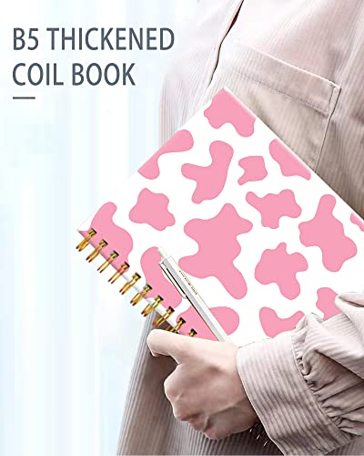 Iampanda Spiral Journal Notebook,Cute Strong Twin-Wire Binding With Premium Paper For Girl Women,60 Sheets A5 College Ruled Notebook/Journal,Perfect For School Office Home Gifts,Pink Cow #TOP3