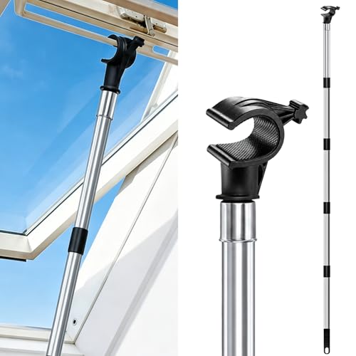 Laaorr Window Opener Pole 2Meter Skylight Pole Opener with Hook for Roof Windows and Blinds Skylight Pole Compatible with GGL & GGU Stainless Steel Window Pole Opener