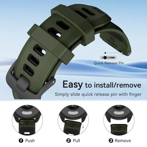 ISABAKE Pasek do zegarka Forerunner 570 47 mm/265/255 Music, silikonowy pasek zamienny 22 mm do Vivoactive 4/Venu 2/3