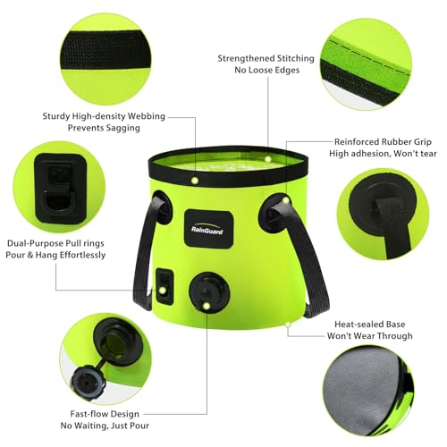Cubeta Plegable con Asa, Contenedor de Agua de 5.3 Galones, Verde miniatura 3