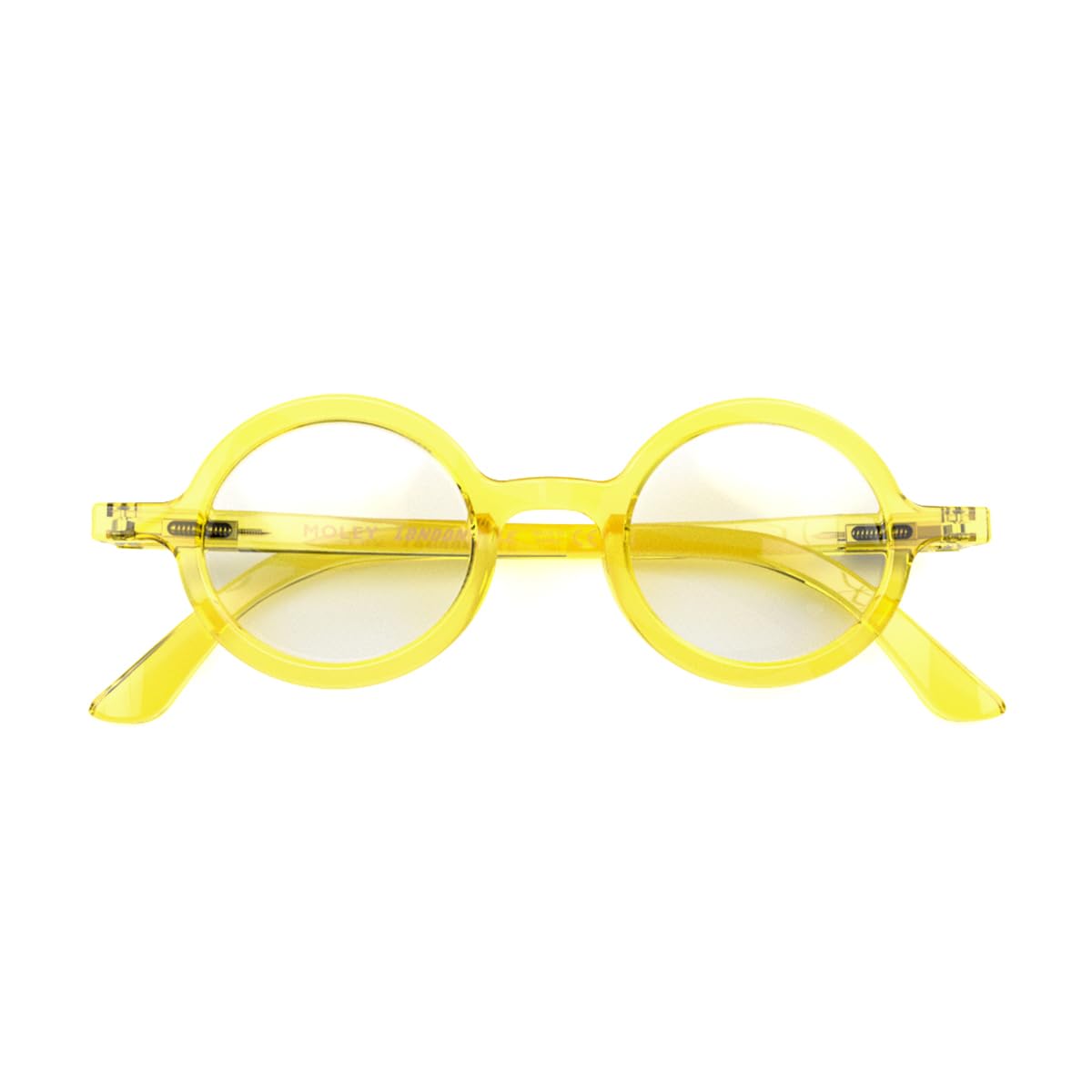 LONDON MOLE® Moley reading glasses, Gloss Transparent Yellow, Verres 36 x 42 mm | Pont 18 mm | Branches 145 mm