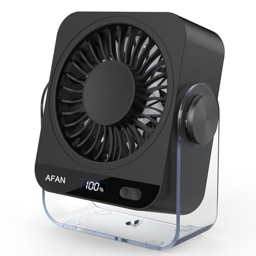 Feotenn Rechargeable USB Desk Fan - 199 Speeds, 5000mAh 18-Hour Battery, 120° Adjustable Tilt, Small Quiet Table Fan Portable Desktop Fans for Bedroom Home Office Camping Travel Essentials (Black) by Feotenn - Used condition - US$20.78