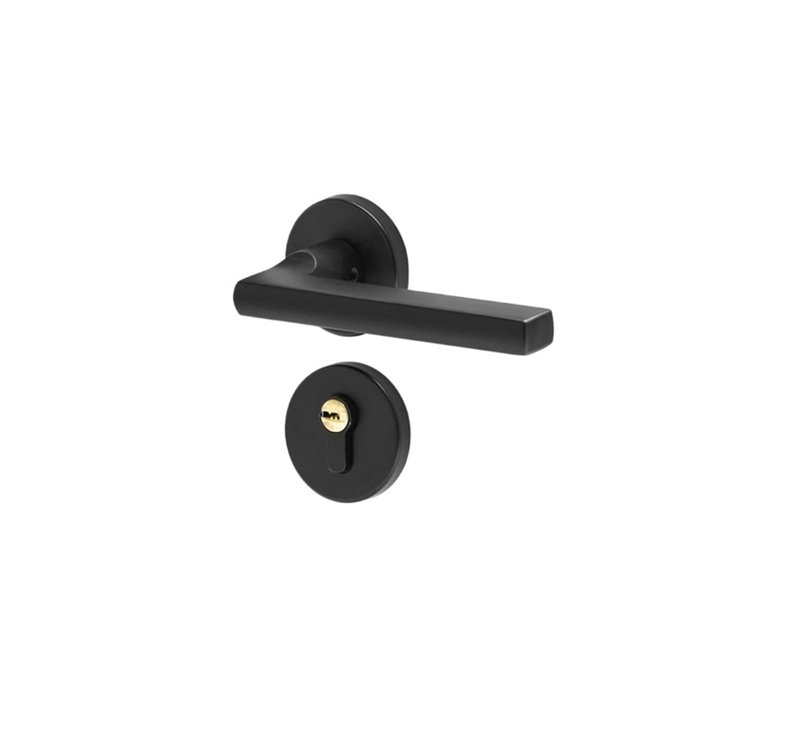 Poignée de porte avec serrure pour intérieur en aluminium noir Yahei T01 05