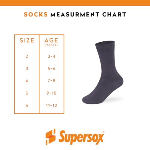 Image of Supersox Regular Length School Uniform Socks for Kids | Breathable Cotton | Anti-Odour & Moisture Absorbent | Durable Welt for All-Day Comfort | Grey Colour | Pack of 5