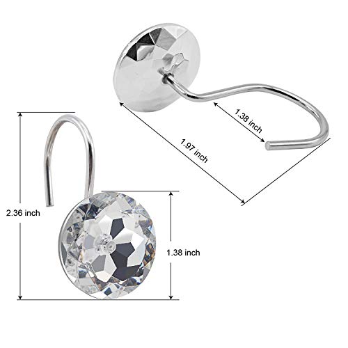 Beavo Acrylic Fashion Decorative Home Rolling Transparent Shower Curtain Hooks Rhinestones Bathroom Bath Baby Room Bedroom Living Room Decor Set Of 12 Rings (Transparent) #TOP4