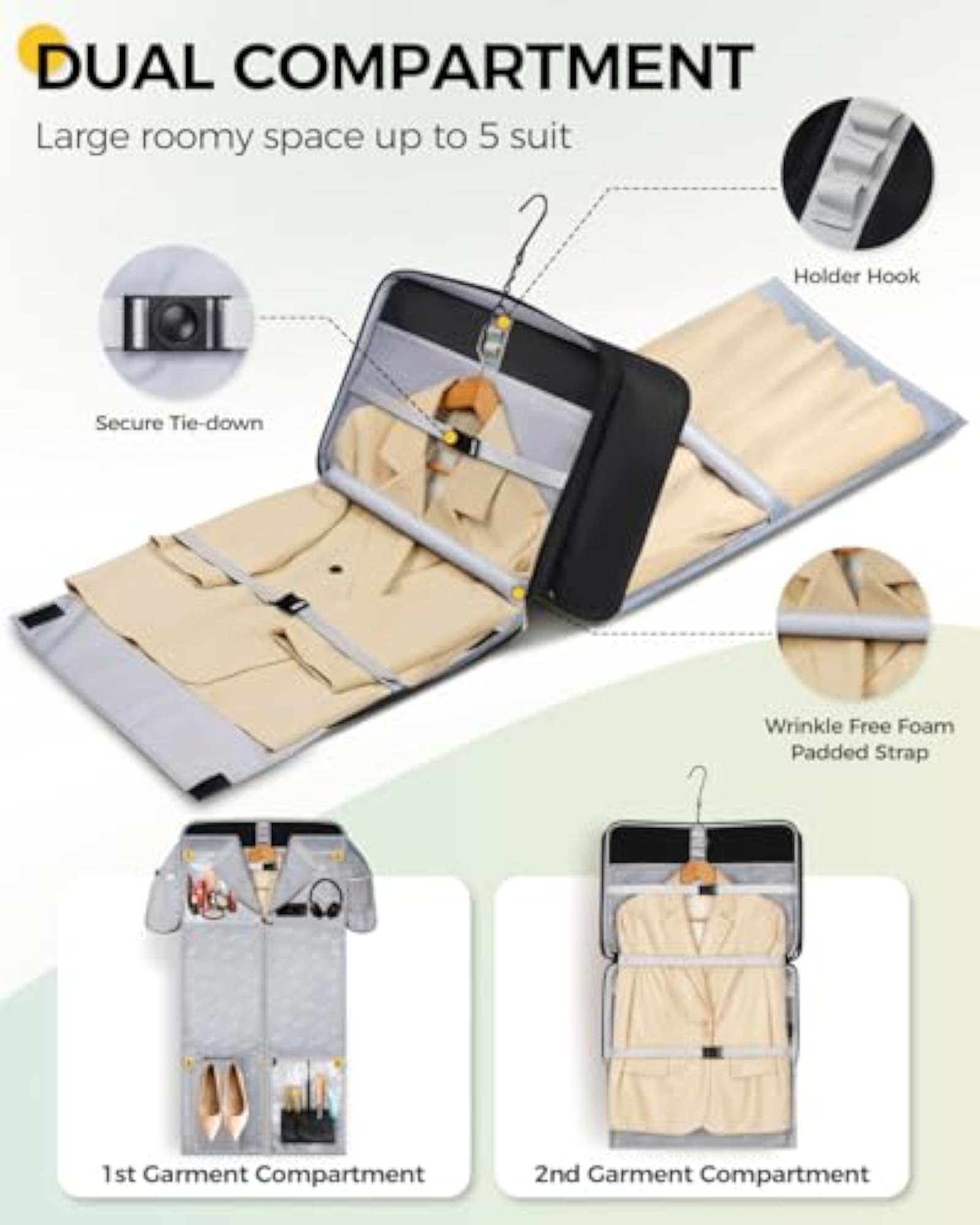 Double Layer Garment Bag for Travel, Women's Suit Bag
