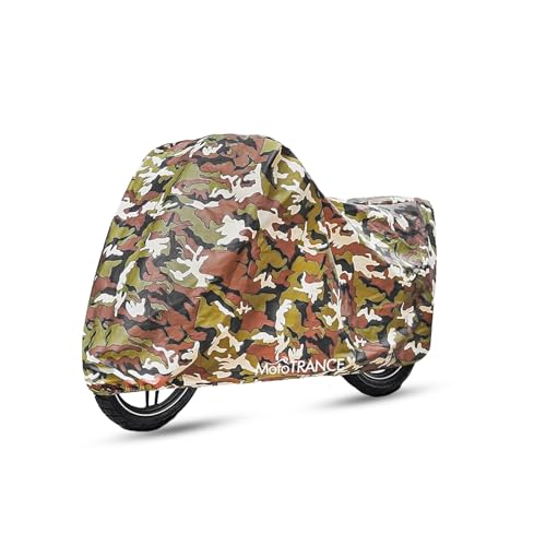 Image of Mototrance All Weather Protection Two Wheeler Cover for All Activa, Scooter, Scooty & Bikes Upto 150CC | Anti Dust, 100% Waterproof, Heat Resistant, Mirror Pocket Bike Body Cover | Arid Jungle Green
