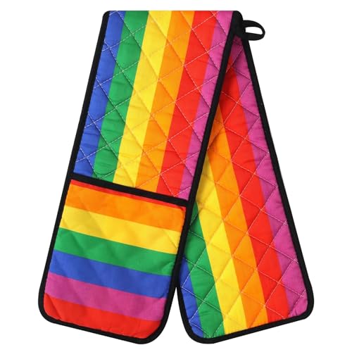 Double Oven Gloves Heat Resistant Colourful Ovens Mitt Cotton Potholders Gloves for Home Cooking Kitchen BBQ
