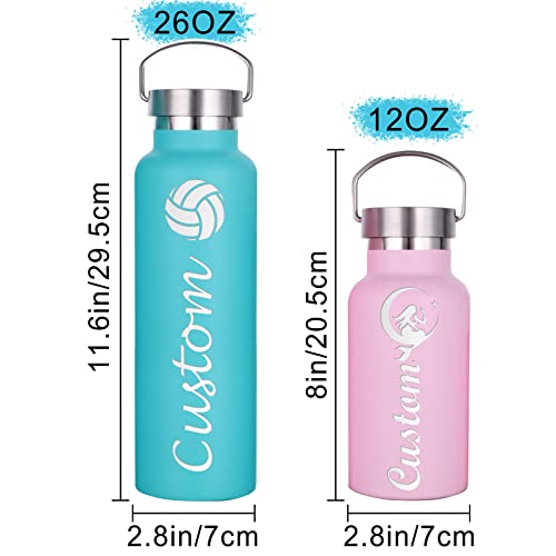 Personalized Water Bottles With Straw, Custom Insulated Water Bottle Engraved Name Text For Women Men Girls Boys-12Oz/26Oz #TOP3