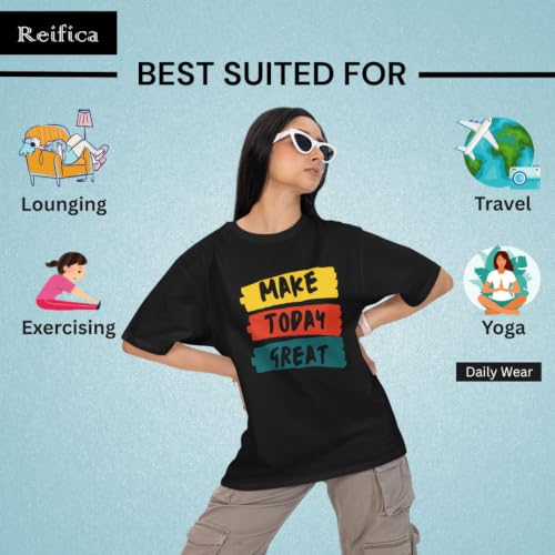 Image of Reifica 100% Pure Cotton Printed Half Sleeve Oversized Tshirts for Women Combo Pack of 2