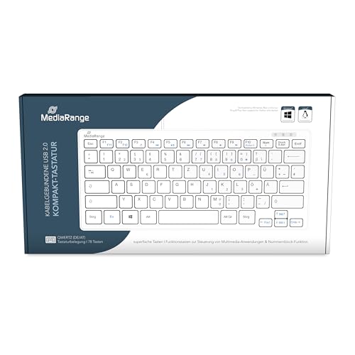 MediaRange: Tastatur Funk QWERTZ (DE/AT), 1,8m Kabel kompakt, Weiß – Ansicht 6