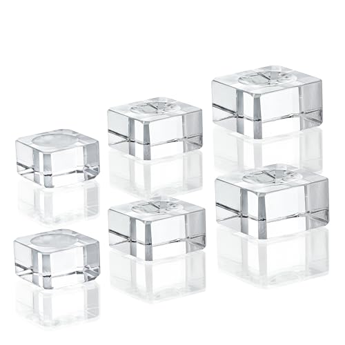 Image of ZEERSHEE 6 Pack Square Crystal Display Bases for 3D Laser Balls 6pcs Glass Stands for Crystals Resin Acrylic Art Home Decoration(1.3'' /1.1'' /0.9'')