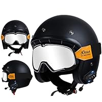 RUANLOV 3/4 Caschi Moto Jet,Leggero Vintage Tedesco Casco Moto Aperto,DOT/ECE Omologato per Uomini E Donne Casco Mezza Copertura Ciclomotori Scooter