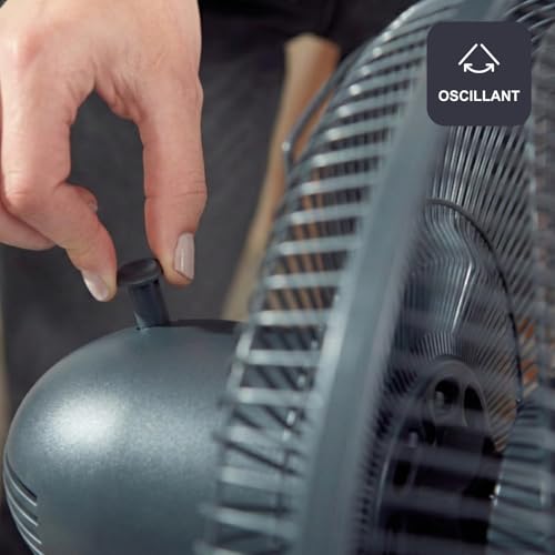 Ventilateur de table 3 vitesses noir oscillant 45W 5 pales - 5