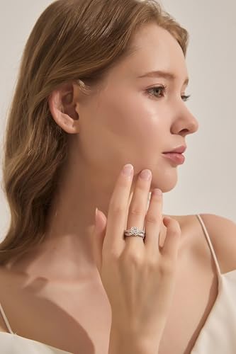 Image of Moissanite Wedding Ring Sets for Women Bridal Ring Set D Color VVS1 Different Cut Engagement Rings S925 Sterling Silver Promise Rings for Wife